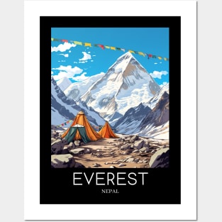 A Pop Art Travel Print of Mount Everest - Nepal Posters and Art